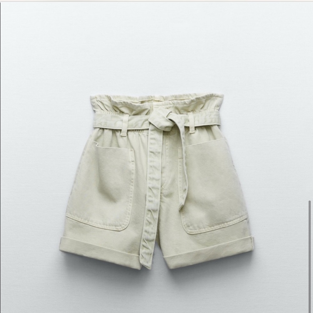 Zara paperbag shorts in sage
